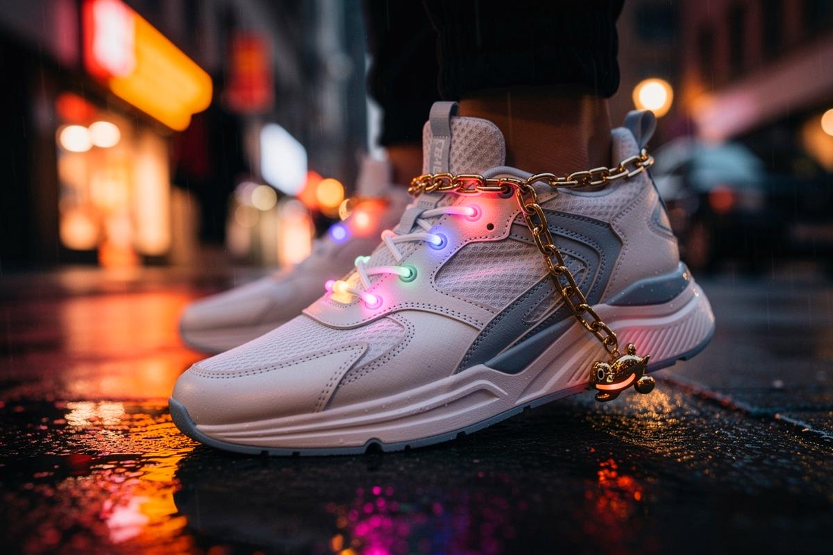 Menschen zeigen merkwürdige Schuh-Accessoires, Modedesigner kommentieren diesen neuen Trend